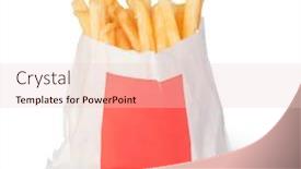  Presentation with box carton - Cool new slides with french fries in a red carton box isolated on white backdrop and a lemonade colored foreground