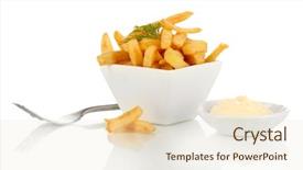  Presentation with french fries - Cool new PPT theme with french fries in bowl isolated backdrop and a lemonade colored foreground