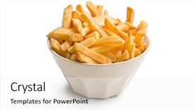  Presentation with french fries - Theme enhanced with french fries in ceramic bowl background and a white colored foreground
