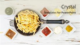  Presentation with sauces - PPT theme enhanced with french fries in frying pan background and a lemonade colored foreground