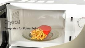  Presentation with french fries - PPT theme having french-fries-in-microwave-oven background and a mint green colored foreground