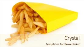  Presentation with paper bag vs plastic bags - Slide set having free fast food - french fries in paper bag background and a  colored foreground