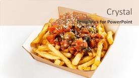  Presentation with french fries - Slide deck with french-fries-in-the-box background and a coral colored foreground