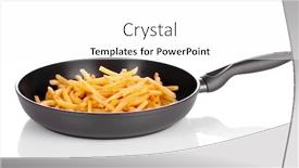  Presentation with french fries - Cool new PPT layouts with french fries in the pan isolated on white backdrop and a white colored foreground