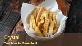  Presentation with french fries - Theme having french fries isolated on rustic wooden table background and a tawny brown colored foreground