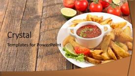  Presentation with french fries - Audience pleasing PPT layouts consisting of french fries or wedge potato backdrop and a  colored foreground