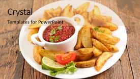  Presentation with french fries - Colorful PPT theme enhanced with french fries or wedge potato backdrop and a  colored foreground