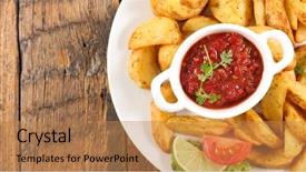  Presentation with french fries - Cool new presentation design with french fries or wedge potato backdrop and a  colored foreground