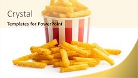  Presentation with french fries - Theme consisting of french-fries-salted-snack-potato background and a blonde colored foreground