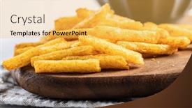  Presentation with snack - Audience pleasing theme consisting of french-fries-salted-snack-potato backdrop and a yellow colored foreground