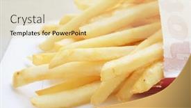  Presentation with snack food - Colorful presentation theme enhanced with french fries the popular and common fast food snack backdrop and a lemonade colored foreground