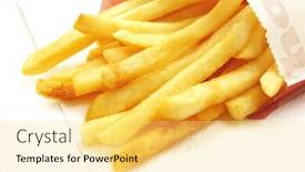  Presentation with snack food - PPT theme enhanced with french fries the popular and common fast food snack background and a yellow colored foreground