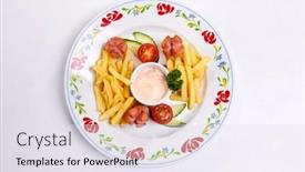  Presentation with french fries - PPT layouts with french-fries-vegetables-and-sauce background and a  colored foreground