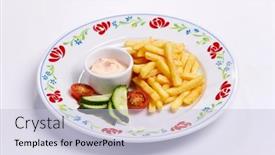  Presentation with french fries - Colorful slide deck enhanced with french-fries-vegetables-and-sauce backdrop and a  colored foreground