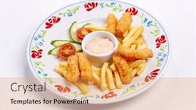  Presentation with french fries - Presentation featuring french-fries-vegetables-and-sauce background and a  colored foreground