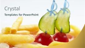  Presentation with french fries - Slide set enhanced with french-fries-with-cherry-tomatoes background and a sky blue colored foreground