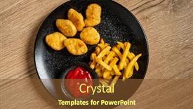  Presentation with nuggets - Slide set enhanced with french-fries-with-chicken-nuggets background and a tawny brown colored foreground