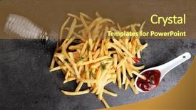  Presentation with french fries - PPT layouts consisting of french fries with ketchup salt background and a tawny brown colored foreground