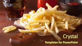  Presentation with french fries - Colorful PPT theme enhanced with french fries with ketchup backdrop and a tawny brown colored foreground