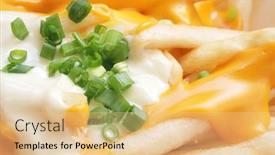  Presentation with french revolution lawyer and politician - Presentation enhanced with french fries with melted cheese on a small cardboard holder background and a lemonade colored foreground