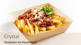  Presentation with french fries - PPT theme featuring french-fries-with-minced-meat background and a lemonade colored foreground