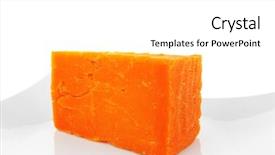  Presentation with cheddar - Slides enhanced with french gourmet dark cheddar cheese served on a ceramic plate isolated over white background background and a white colored foreground