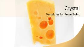  Presentation with white cheese - Beautiful slide deck featuring french gourmet triangle of parmesan yellow cheese on a plate isolated over white background backdrop and a yellow colored foreground