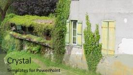  Presentation with green house - Amazing slide set having french-house-with-green-shutters backdrop and a seafoam green colored foreground