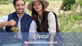  Presentation with vineyard - Colorful presentation theme enhanced with french lifestyle - couple picking grapes backdrop and a ocean colored foreground