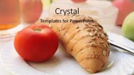  Presentation with tomato juice - Slides featuring french load and tomato with apple juice background and a coral colored foreground