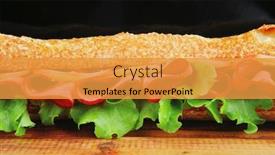  Presentation with chicken - Beautiful theme featuring french long baguette with smoked chicken sausage on wood over black backdrop and a gold colored foreground