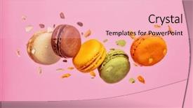  Presentation with motion graphics food - Presentation theme consisting of french macarons flying in freeze background and a lemonade colored foreground