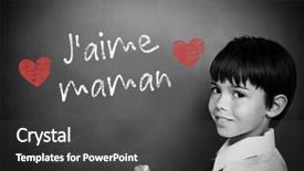  Presentation with mothers - Audience pleasing slide set consisting of french mothers day message against schoolchild with blackboard backdrop and a dark gray colored foreground