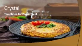  Presentation with mushroom - Slide deck enhanced with french-omelette-with-potatoes-mushroom background and a violet colored foreground