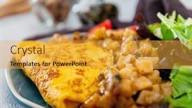  Presentation with mushroom - Slides with french-omelette-with-potatoes-mushroom background and a gold colored foreground