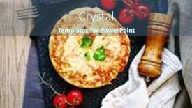  Presentation with mushroom - Cool new presentation theme with french-omelette-with-potatoes-mushroom backdrop and a ocean colored foreground