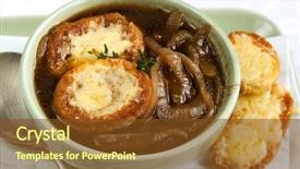  Presentation with onion - Cool new slide deck with french onion soup with cheese croutons delicious backdrop and a tawny brown colored foreground