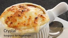  Presentation with onion - Beautiful presentation featuring french onion soup backdrop and a coral colored foreground
