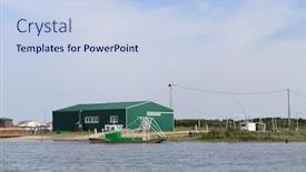  Presentation with oyster - PPT theme consisting of french-oyster-boat-in-landscape background and a light blue colored foreground