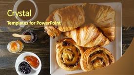  Presentation with gluten free bread on wooden - Audience pleasing PPT theme consisting of french pastries on the wooden backdrop and a tawny brown colored foreground