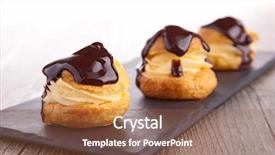  Presentation with french pastry - Presentation theme consisting of profiteroles - french pastry with cream background and a tawny brown colored foreground