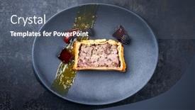  Presentation with liver - Beautiful presentation design featuring french pate en croute backdrop and a dark gray colored foreground