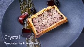  Presentation with liver - Colorful slide deck enhanced with french pate en croute backdrop and a ocean colored foreground