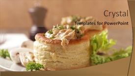  Presentation with french pastry - Presentation theme consisting of french-puff-pastry-filling background and a coral colored foreground