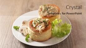  Presentation with french pastry - Colorful presentation theme enhanced with french-puff-pastry-filling backdrop and a coral colored foreground