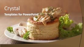  Presentation with french pastry - Presentation theme having french-puff-pastry-filling background and a coral colored foreground