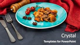  Presentation with white wine and red - Cool new PPT layouts with french recipe coq au vin backdrop and a dark gray colored foreground