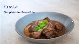  Presentation with white wine and red - PPT theme featuring french recipe coq au vin background and a sky blue colored foreground