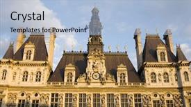  Presentation with hotel - Slides with french revolution - hotel de ville city hall background and a light blue colored foreground