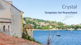  Presentation with france - Presentation design enhanced with french-riviera-fragment background and a sky blue colored foreground